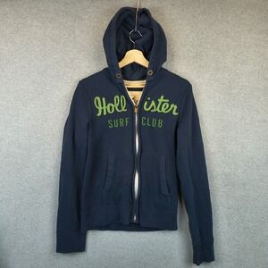 Hollister Hoodie Mens Small Blue Surf Club Full Zip Embroidered Beach Preppy Y2K
